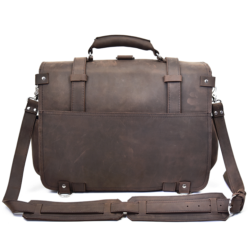 男性厚いクレイジーホースレザーラップリュックサック大容量の本 - Leather Work Rucksack のレビューと価格
