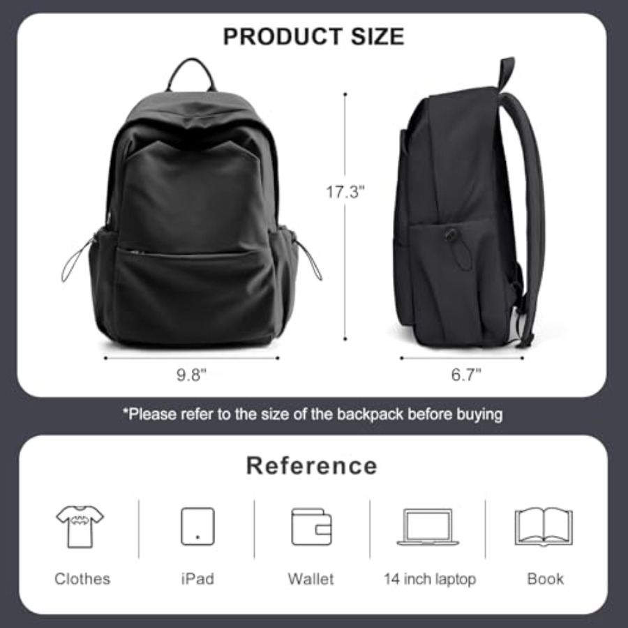 女性用ブラックバックパック、大学用小型スクールバックパック、 - Leather Working のレビューと価格