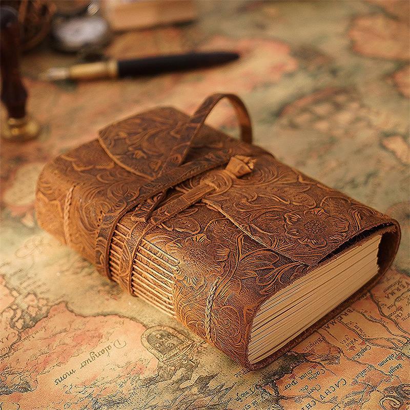 手作りの革製ノートブック茶色のジャーナル厚い旅行日記空白のク - Leather Work Notepad のレビューと価格